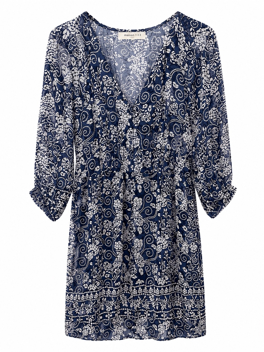 Navy & White Floral Mini Dress
